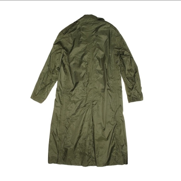 Vintage 1968 US Army Green Trench Rain Coat Nylon Rubber Coated Long Men’s Small - Picture 11 of 11